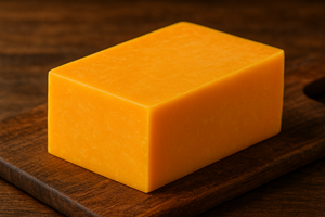 a block of cheddar cheese
